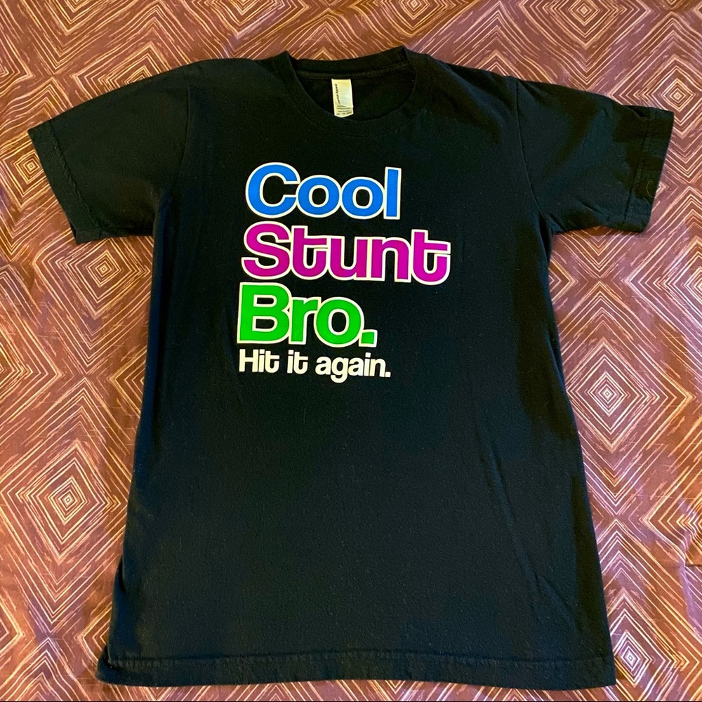 Junior’s Cool Stunt Bro Black Cheer Tee, EUC, XS